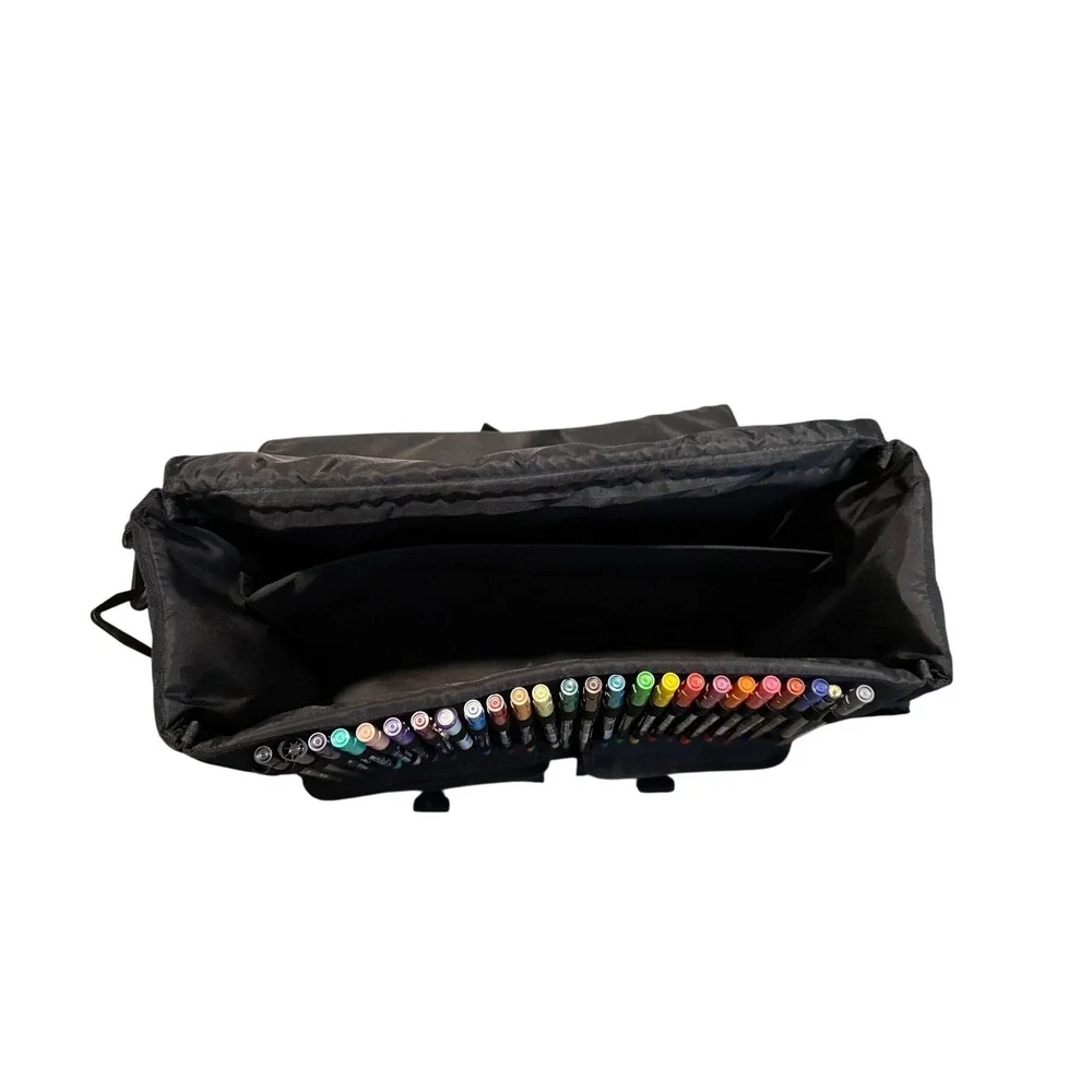 Crop in Style Black Messenger Bag with Marker Slots and‎ Strap- Includes Markers